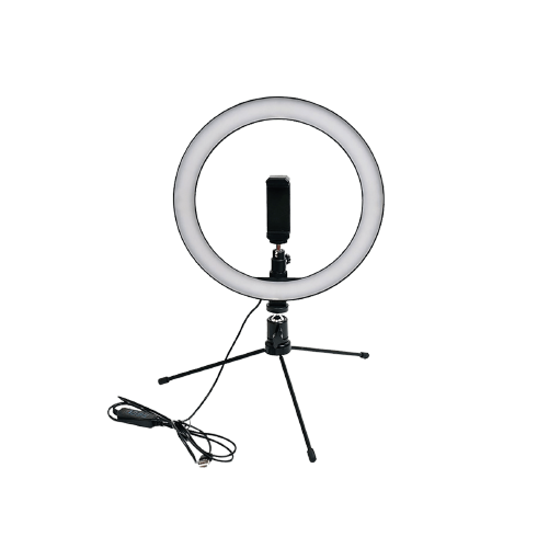 Luminaria aro led 10W 25cm con trípode de mesa